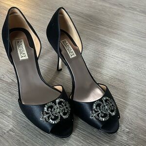 Badgley Mischka Black BeJeweled Heels Size 9.5